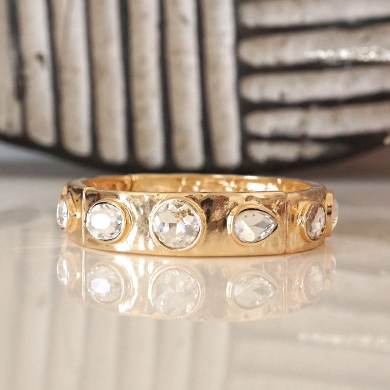 Sparkly Crystal Stretch Bangles – Gold Tone with Color Options