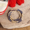 Layered Sparkly Glass and Gold Rice Beads Bracelets Sets