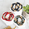 Marbled Glass Oval Beads Stack of 3 bracelets with golden discs Boho Bracelet Set