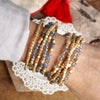 Layered Crystal Glass and Gold Beaded Fall Bracelets Sets