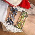 Layered Sparkly Glass and Gold Beaded Bracelets Sets