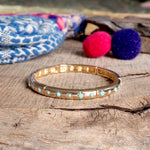 Gold-Tone Eternity Stretch Bangle – Pearls, Turquoise, or Crystals