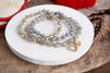 Beaded Bracelet Set Clover Semi Precious Metal Glass Beads Gold tone Grey