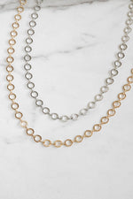 Small circle hoop links dainty chain necklace Gold Silver