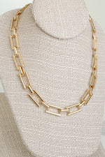 Flat Rectangle Golden Chunky Chain Necklace