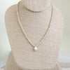 Short Necklace Glass Beads Freshwater Pearl pendant Beige