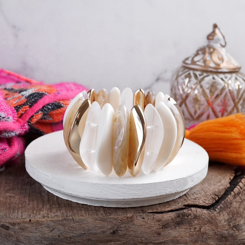 Bold Statement Stretchy Acrylic Bracelet – Neutrals or Pastels