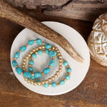 Western-Inspired Beaded Bracelet Set – Gold & Stone Accents