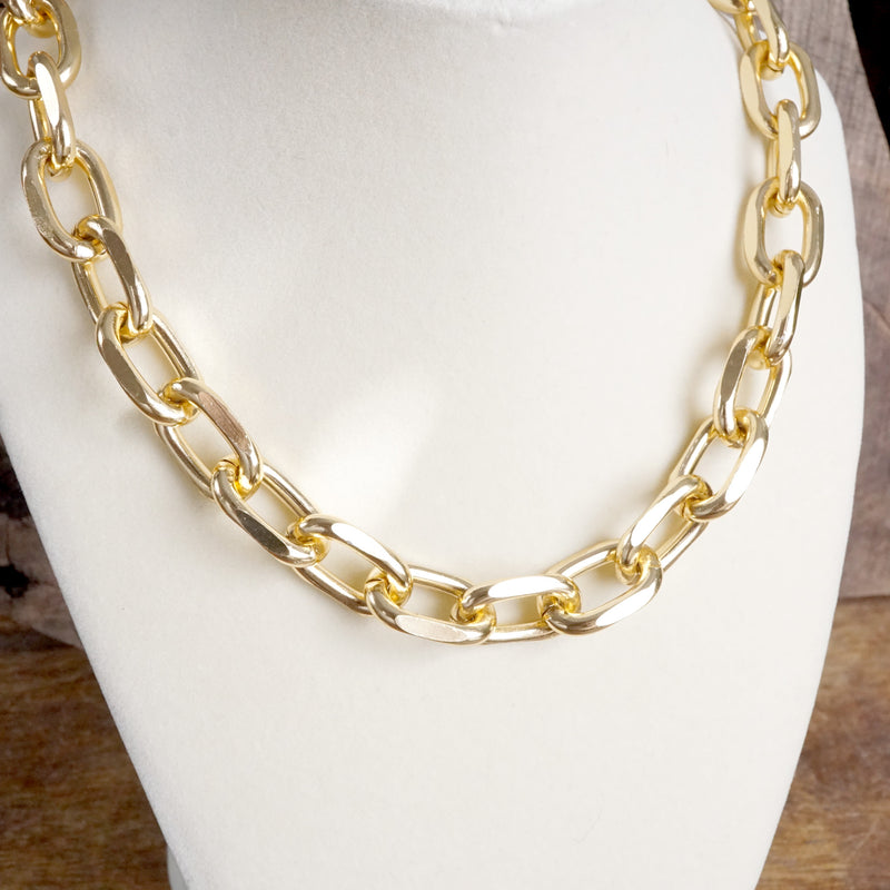 Lightweight Hypoallergenic Gold-Tone Chunky Cable Chain Necklace