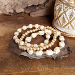 Western-Inspired Beaded Bracelet Set – Gold & Stone Accents