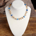 Statement Shiny Nuggets and Glass Beads Necklace Gold Red Green Blue