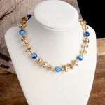 Statement Shiny Nuggets and Glass Beads Necklace Gold Red Green Blue