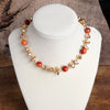 Statement Shiny Nuggets and Glass Beads Necklace Gold Red Green Blue