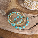 Western-Inspired Beaded Bracelet Set – Gold & Stone Accents