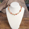 Statement Shiny Nuggets and Glass Beads Necklace Gold Red Green Blue