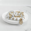 Coin Wood Beaded Bracelet Set - Silver Gold Tone