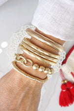Gold tone flexy stretchy bracelet bangle watch band Snake chain