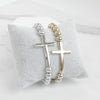 Minimal Cross Ball Beads Stretchy Bracelet - Gold Silver tones