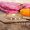 Eternity Stretchy Stackable Bangle Gold Tone Pearls