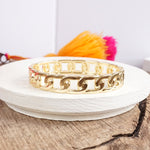 Chain Design Hinge Bangle in Gold tone