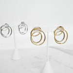 Statement Tangled Looped Wire Earrings - Gold & Silver Tone