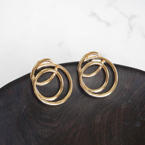 Statement Tangled Looped Wire Earrings - Gold & Silver Tone