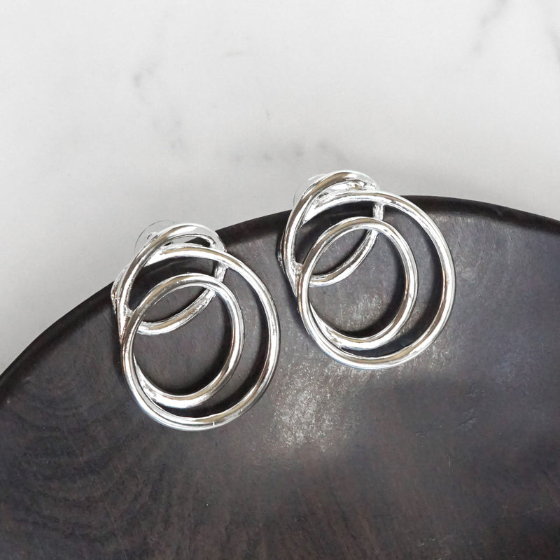 Statement Tangled Looped Wire Earrings - Gold & Silver Tone