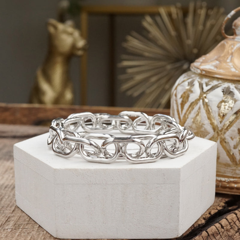Gleam Links – Chunky Chain Stretchy Bracelet with Crystal Accents