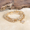 Clover Glass and Ball Gold beaded bracelet set