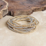 Tiny Ball Beads Layering Bracelet Stack of 10 bracelets Gold Silver Gunmetal