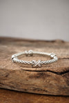 Silver tone flexy stretchy bracelet bangle X Clear Crystals Snake chain