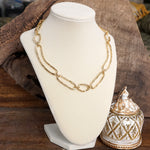 Hammered Gold Link Abstract Statement Bohemian Necklace