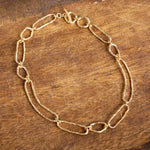 Hammered Gold Link Abstract Statement Bohemian Necklace