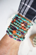 Navajo Handmade Wrap Bracelet Turquoise Amethyst Spiny Pearl Coil Layering Bracelets