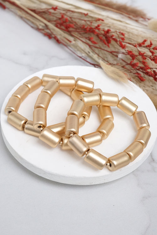 Beaded bracelets set chunky golden beads