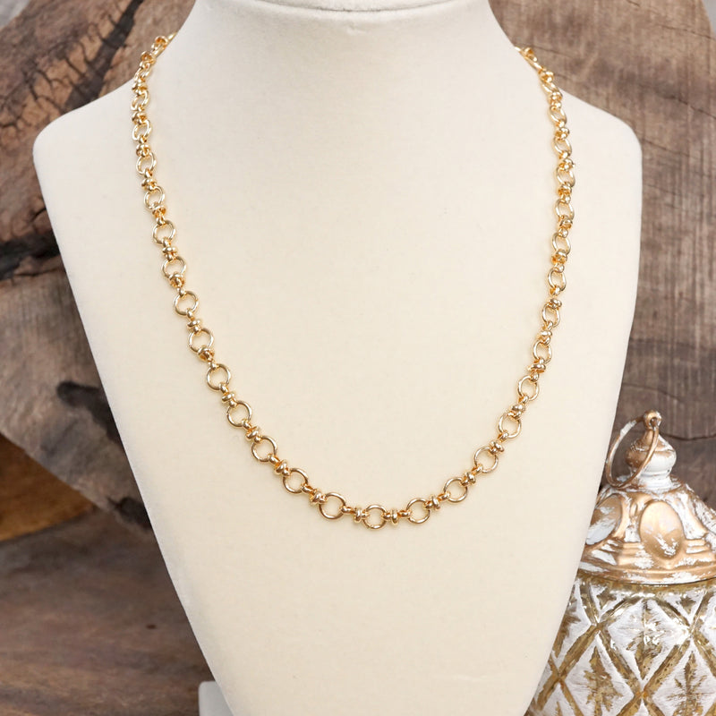 Fancy Ring Chain Necklace – Gold Tone