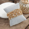 Golden Harmony – Set of 9 Stretchy Bracelets with Pearls and Gold Beads