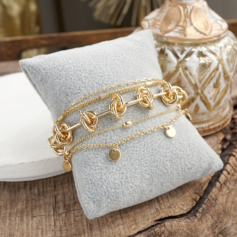 Chain Reaction – Multi-Layer Bracelet Stack in Gold Tone