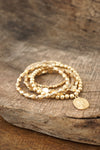 Bohemian Coin Bracelet Set in worn gold
