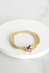 American Flag 4th of July Bracelets CCB ball beads Paperclip chain Gold Silver tone - Last Chance