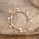 Charmed Harmony – Chinoiserie &amp; Gold Multi-Charm Stretch Bracelet