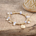 Charmed Harmony – Chinoiserie &amp; Gold Multi-Charm Stretch Bracelet