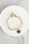 American Flag 4th of July Bracelets CCB ball beads Paperclip chain Gold Silver tone - Last Chance