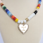 ONE OF A KIND Multi Color ASymmetric Glass Beads necklace Golden Heart