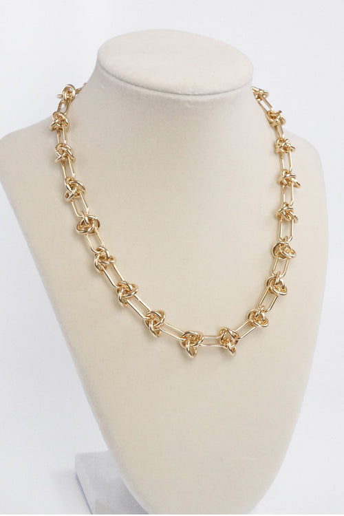 Paperclip Chunky Chain Necklace Gold tone