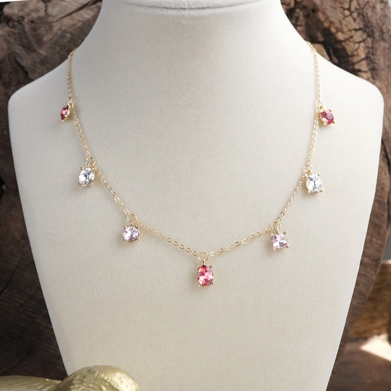 Shimmerlight – Dainty Crystal Chain Necklace in Gold Tone