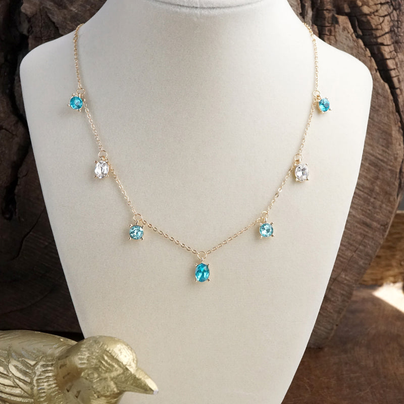 Shimmerlight – Dainty Crystal Chain Necklace in Gold Tone