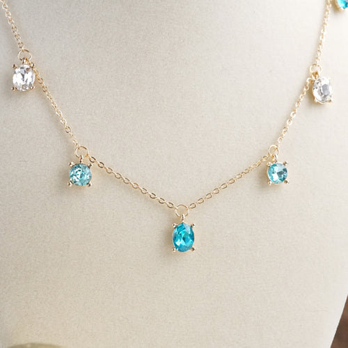 Shimmerlight – Dainty Crystal Chain Necklace in Gold Tone