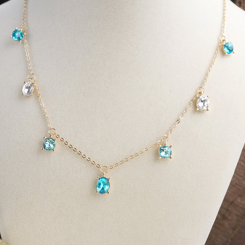 Shimmerlight – Dainty Crystal Chain Necklace in Gold Tone