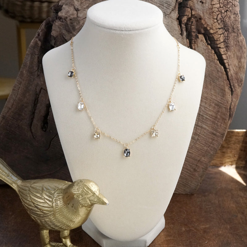 Shimmerlight – Dainty Crystal Chain Necklace in Gold Tone